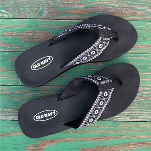 Old Navy Womens Cloth Flip Flops Size 8 Black